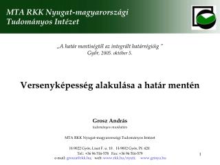 Versenyképesség alakulása a határ mentén