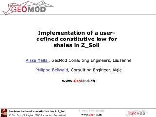 Aïssa Mellal , GeoMod Consulting Engineers, Lausanne