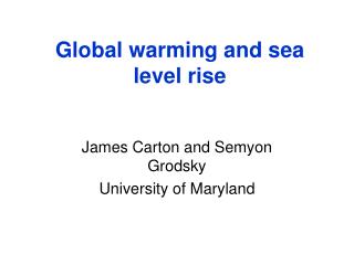 Global warming and sea level rise