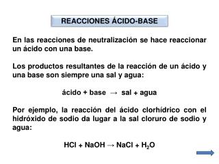 REACCIONES ÁCIDO-BASE