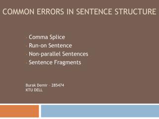 Common Errors in Sentence Structure