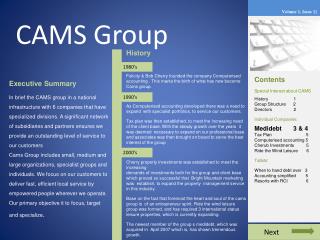 Contents Special Interest about CAMS History 	 1 Group Structure 2 Directors 	 2