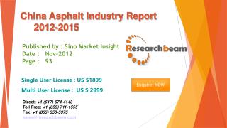 China Asphalt Market Size, Share, Study, forecast 2012-2015