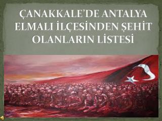 ÇANAKKALE’DE ANTALYA ELMALI İLÇESİNDEN ŞEHİT OLANLARIN LİSTESİ