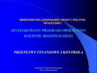 MINISTERSTWO GOSPODARKI, PRACY I POLITYKI SPOŁECZNEJ