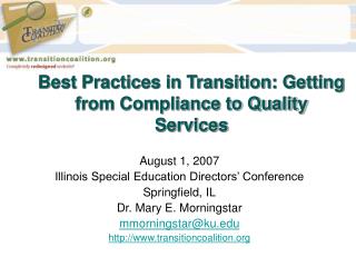 Best Practices in Transition: Getting from Compliance to Quality Services