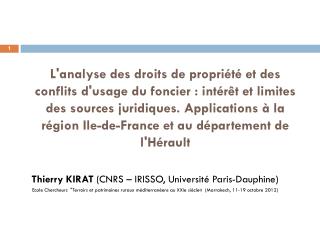Thierry KIRAT (CNRS – IRISSO, Université Paris-Dauphine)