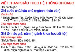 VIẾT THAM KHẢO THEO HỆ THỐNG CHICAGO