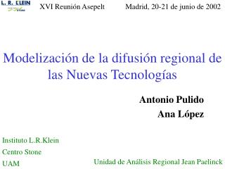 Modelización de la difusión regional de las Nuevas Tecnologías