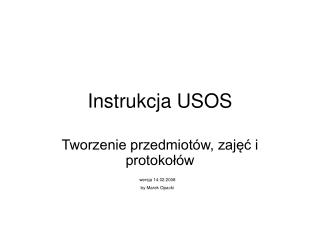 Instrukcja USOS