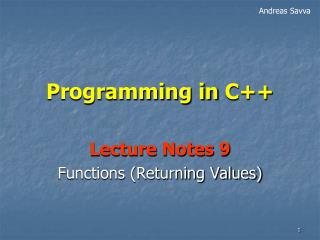 Programming in C++