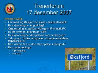 Trenerforum 17.desember 2007