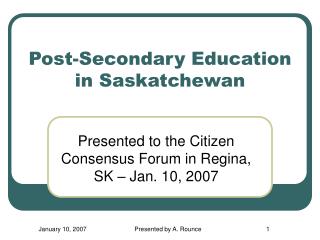 Post-Secondary Education in Saskatchewan