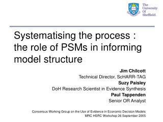 Systematising the process : the role of PSMs in informing model structure