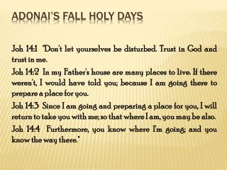 Adonai’s Fall Holy Days