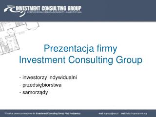 Prezentacja firmy Investment Consulting Group