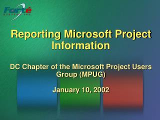 Reporting Microsoft Project Information