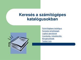 Keresés a számítógépes katalógusokban