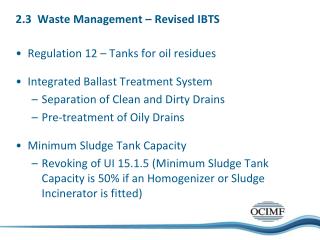 2.3 Waste Management – Revised IBTS