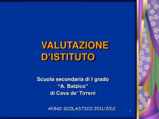 VALUTAZIONE D’ISTITUTO