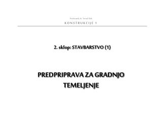 2. sklop: STAVBARSTVO (1)