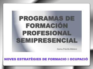 PROGRAMAS DE FORMACIÓN PROFESIONAL SEMIPRESENCIAL Gema Polvillo Bibiloni