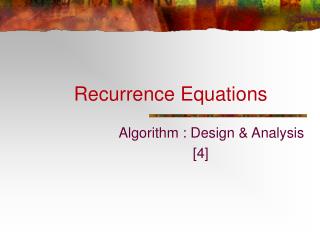 Recurrence Equations