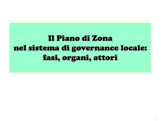 Il Piano di Zona nel sistema di governance locale: fasi, organi, attori