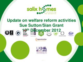 Update on welfare reform activities Sue Sutton/Sian Grant 10 th December 2012