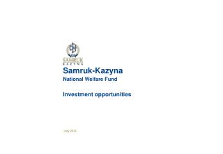 Samruk-Kazyna National Welfare Fund Investment opportunities