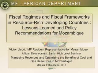 Victor Lledó, IMF Resident Representative for Mozambique