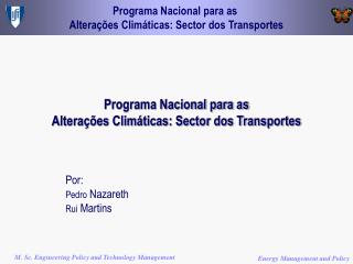 Programa Nacional para as Alterações Climáticas: Sector dos Transportes