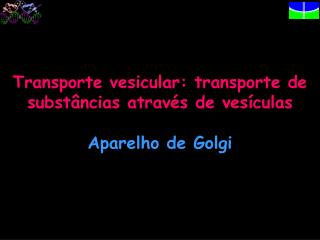 Transporte vesicular: transporte de substâncias através de vesículas Aparelho de Golgi