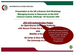 Presentation to the UK e-Science Grid Workshop ‘Managing Access to Resources on the Grid’