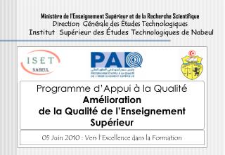 05 Juin 2010 : Vers l’Excellence dans la Formation