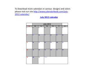 july 2012 calendar