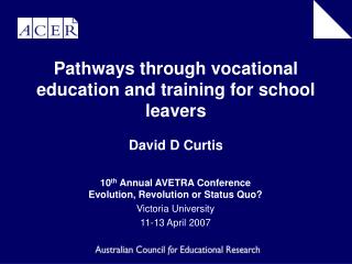 Pathways through vocational education and training for school leavers