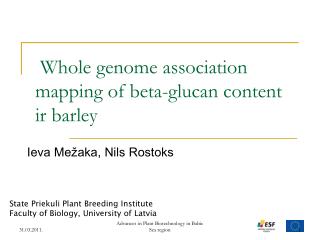 Whole genome association mapping of beta- glucan content ir barley