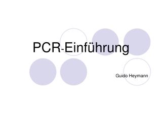 PCR - Einführung