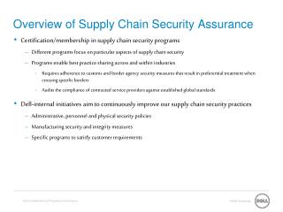 Overview of Supply Chain Security Assurance
