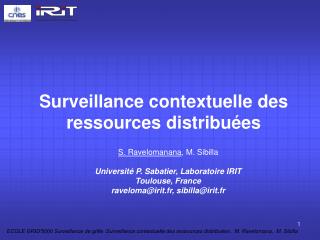Surveillance contextuelle des ressources distribuées
