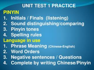 UNIT TEST 1 PRACTICE