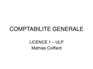 COMPTABILITE GENERALE