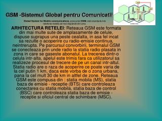 GSM -Sistemul Global pentru Comunicatii