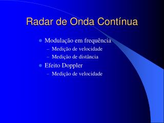Radar de Onda Contínua