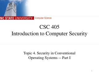 CSC 405 Introduction to Computer Security