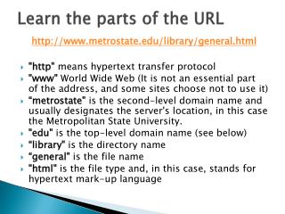 Learn the parts of the URL
