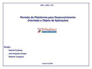 Revisão da Plataforma para Desenvolvimento Orientado a Objeto de Aplicações