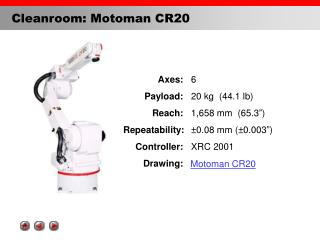 Cleanroom: Motoman CR20