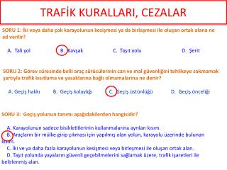 TRAFİK KURALLARI, CEZALAR